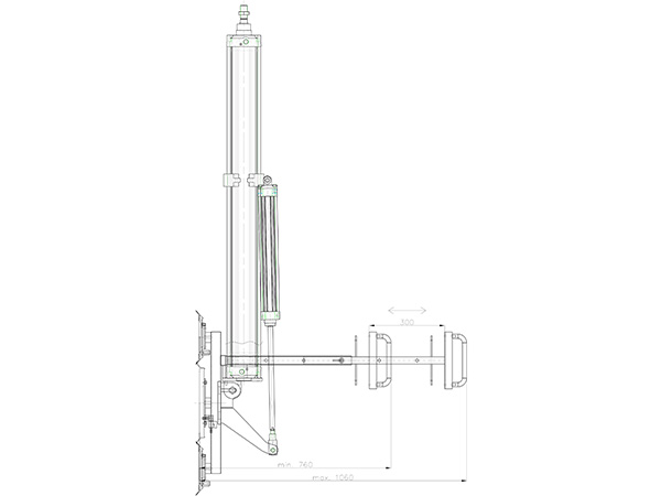 Vacuum lifter with pneumatic lifting cylinder