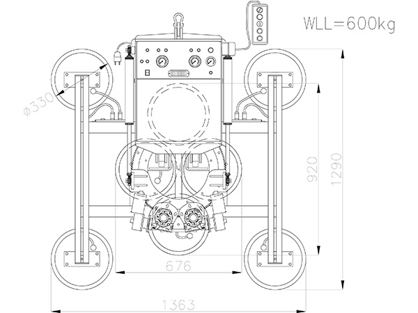 Vakuumlifter bis 1000 kg - Drehen elektrisch/Schwenken hydraulisch